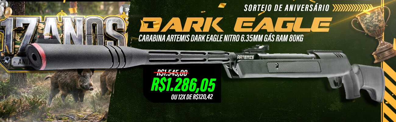 Carabina de Pressão Artemis Dark Eagle Nitro 6.35mm Gás Ram 80kg